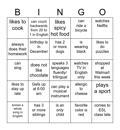 Find some who...  Bingo Card