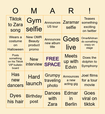 October/Novembermar 2025 Bingo Card