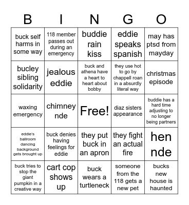 9-1-1 Bingo Card
