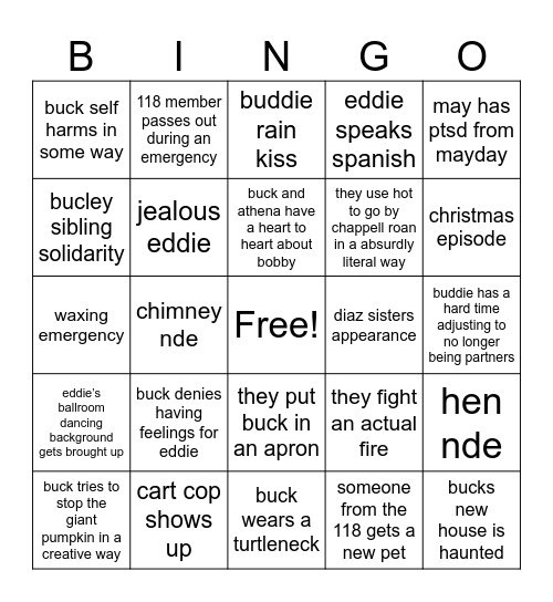 9-1-1 Bingo Card