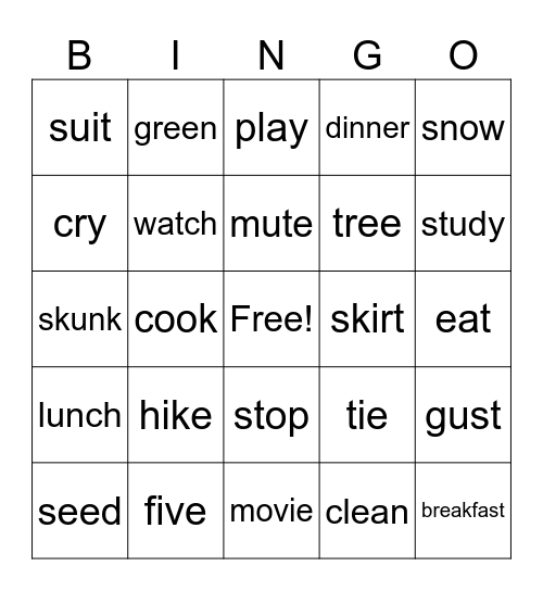 Upper bingo Card