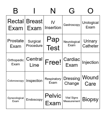 Exam Bingo Card