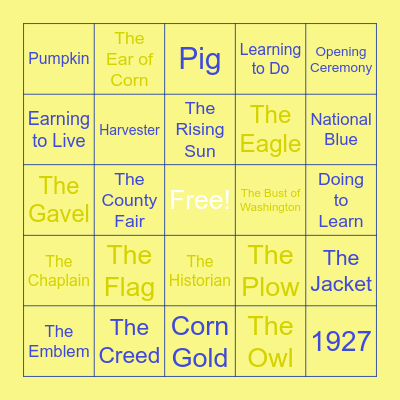 Fall FFA Bingo Card