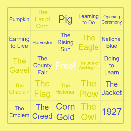 Fall FFA Bingo Card