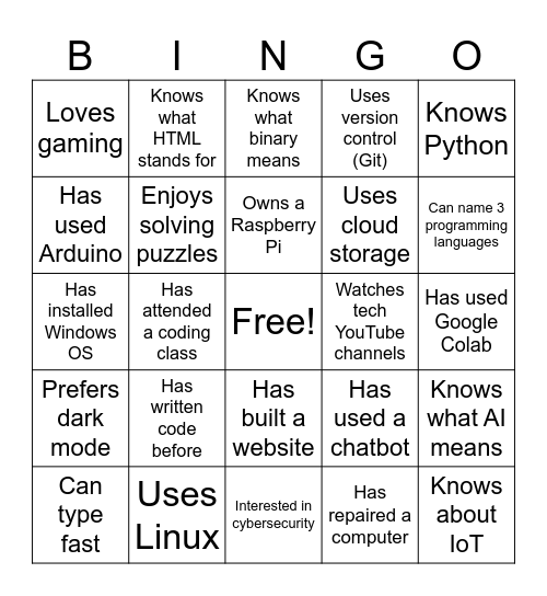CP Bingo Card