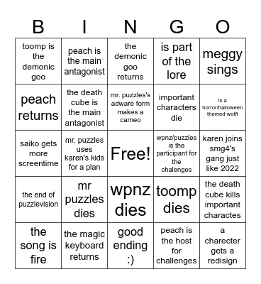 war of the fat ialians 2025 bingo card Bingo Card