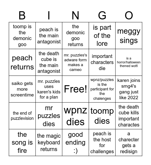 war of the fat ialians 2025 bingo card Bingo Card