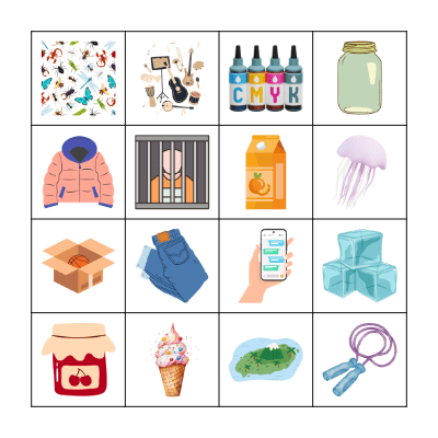 Letters I and J Bingo Card