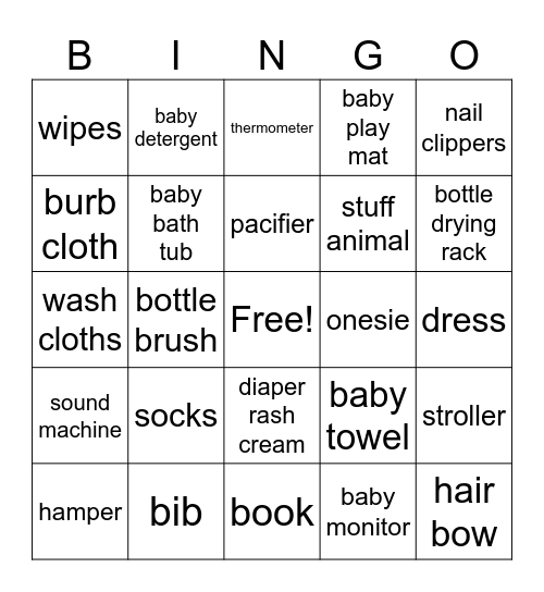 HELLO BABY! Bingo Card