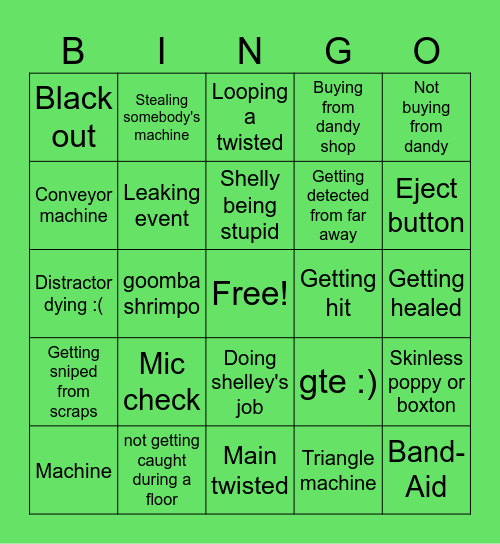 Vee Bingo Card