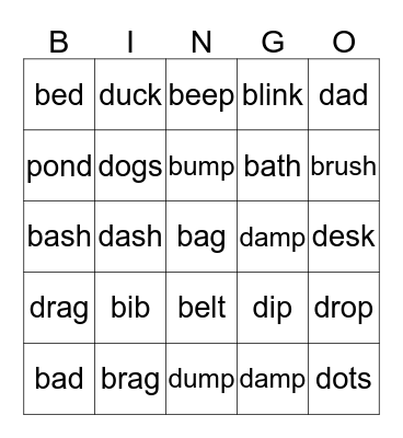 b/d Bingo Card