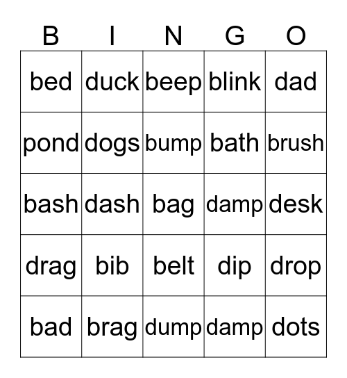 b/d Bingo Card