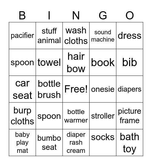 HELLO BABY! Bingo Card