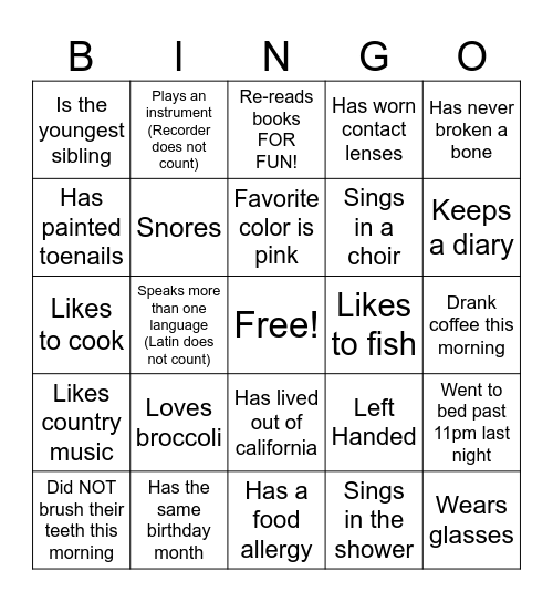 GSB Bingo Card