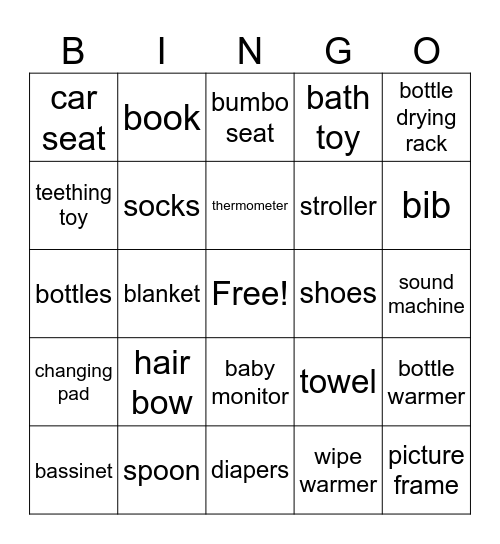 HELLO BABY! Bingo Card