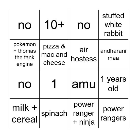 Meher & Neil | Baby Bingo Card
