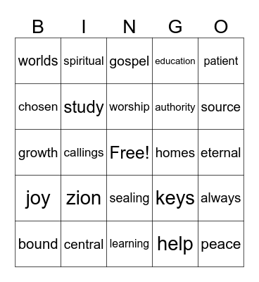 Learning Assessment 8 Bingo Card