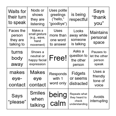 Social Bingo Card