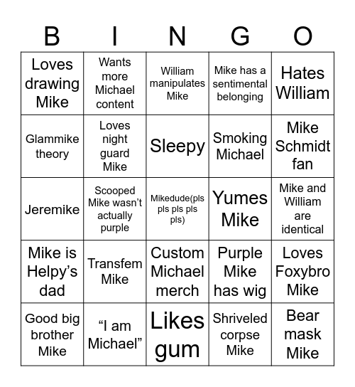 Michael fan bingo Card