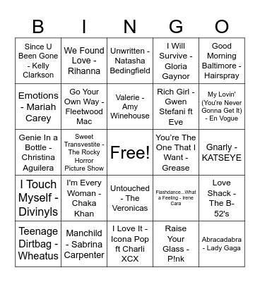Pride Musical Bingo #3 Bingo Card
