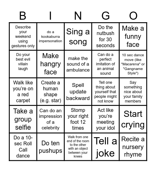 Bingo – "Challenge Accepted!" Bingo Card