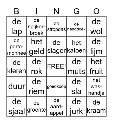 Op de markt Bingo Card