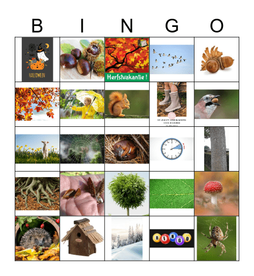 Thema 2        Herst Bingo   juf Diana Bingo Card