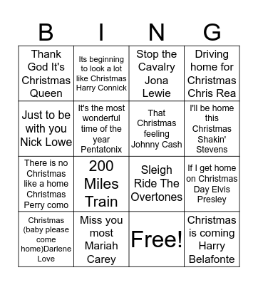 Christmas Music Bingo Card