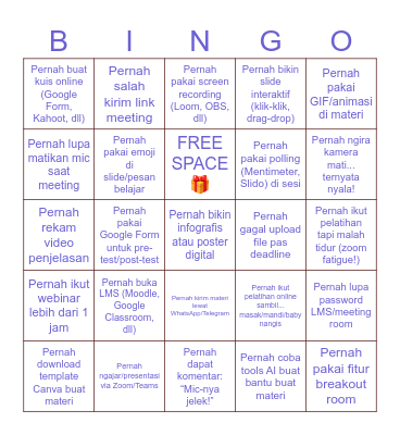 Digital Learning Bingo Card