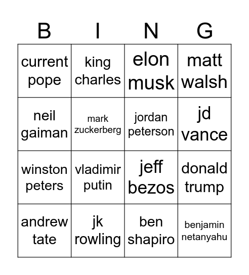 Outlive Bingo Card