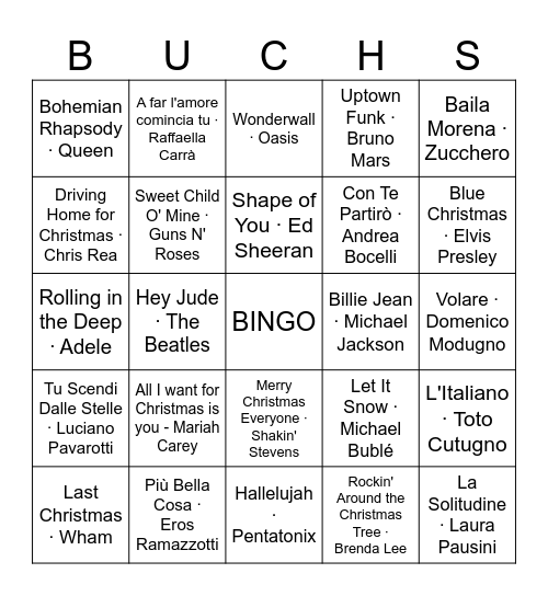 Raiffeisen Musik-Bingo Card