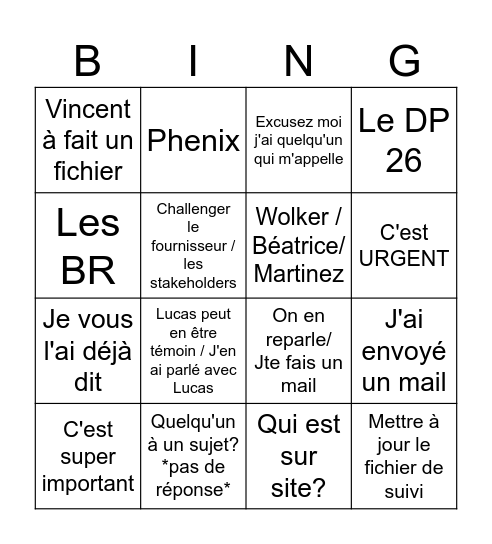 Le Bingo de JL Bingo Card