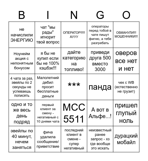 Бенефинго Bingo Card