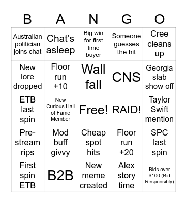 CURIOUS BINGO Card