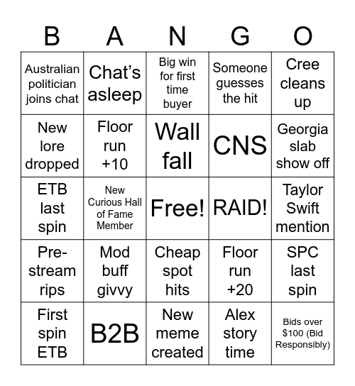 CURIOUS BINGO Card