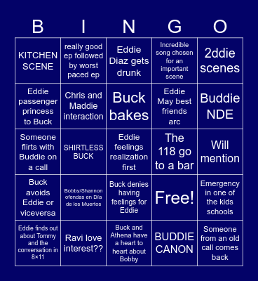 911 SEASON 9 Bingo Card