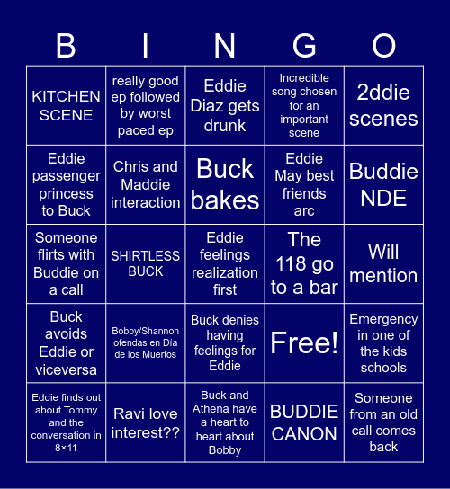 911 SEASON 9 Bingo Card
