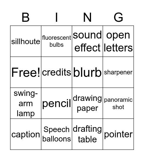 The Comic strip Bingo Card