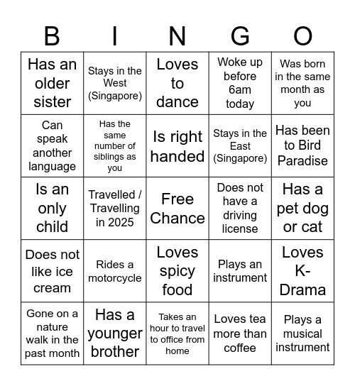 Human Bingo Card
