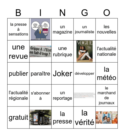 Les Actualités Bingo Card