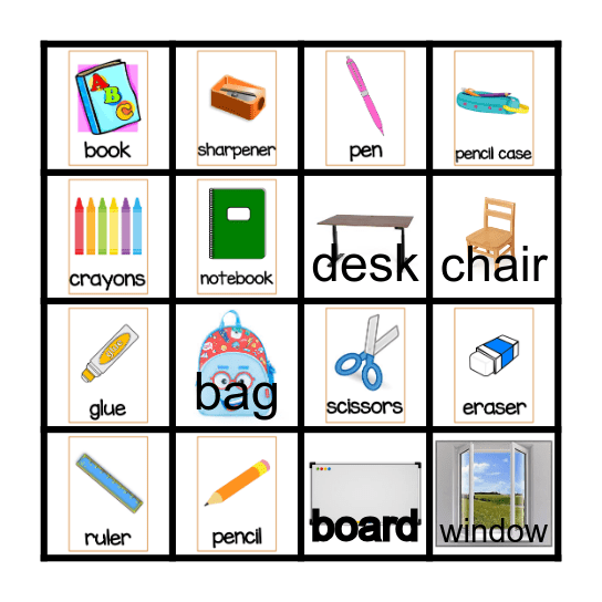 SCHOOL THINGS Bingo Card