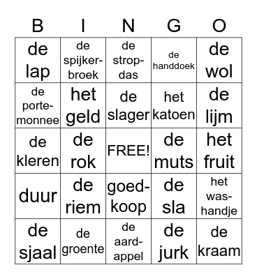 Op de markt Bingo Card
