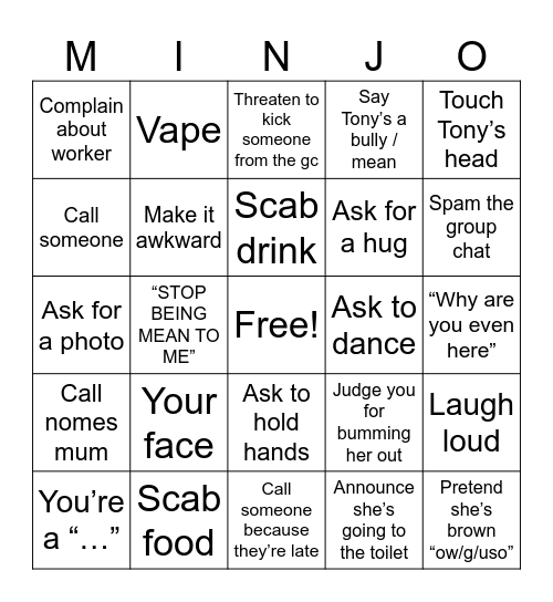 Holly Bingo Card