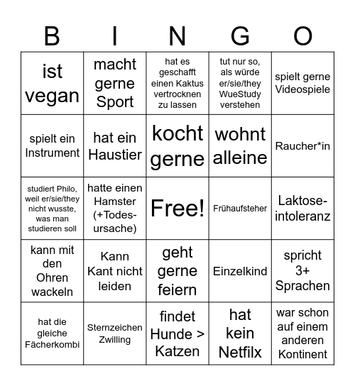 Kennenlernbingo Card