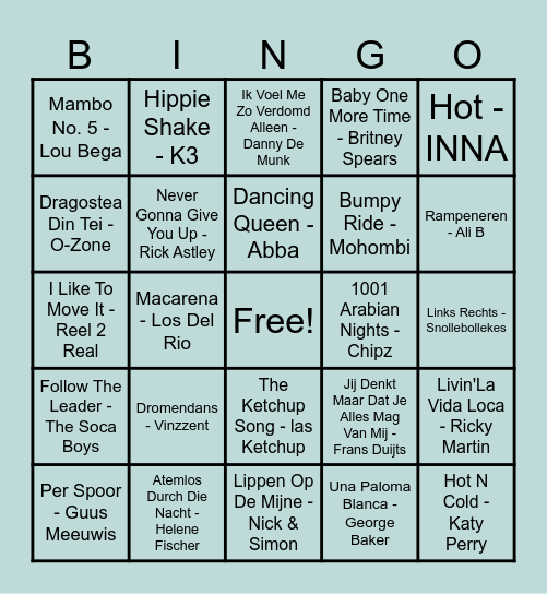 Foute hits! Bingo Card