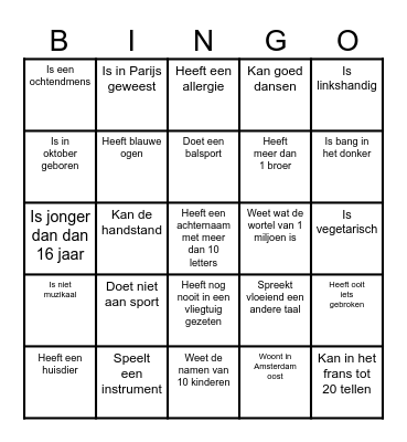 Kennismakingsbingo Card