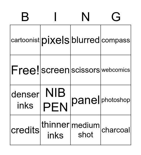 The Comic Strip Bingo Card