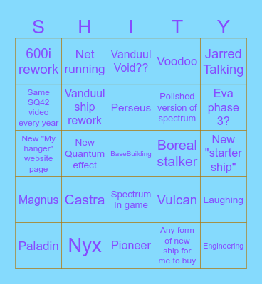 CitizenCon Bingo Card