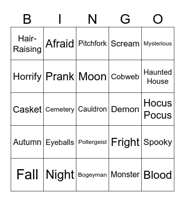 MAA Halloween Bingo Card