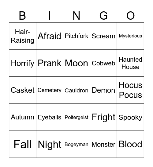 MAA Halloween Bingo Card